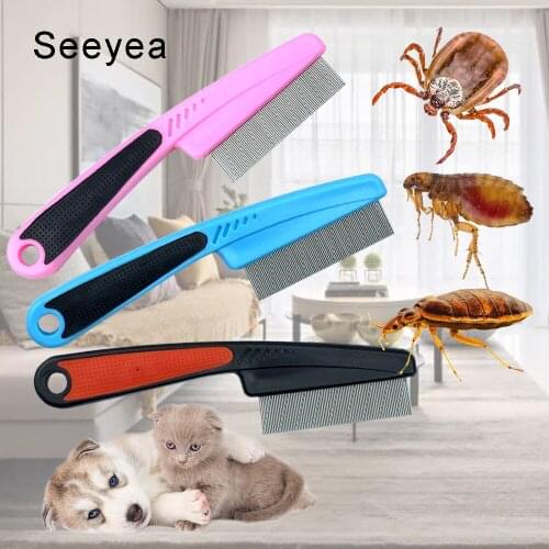 Pet Flea Comb Lice Removal Brush Dog Grooming Comb Animal Stainless Steel Shedding Hair Comb For Cat Pet Cleaning Supplies