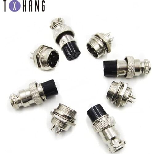 1set GX16 2-6 pin male and female 16mm 1200V power connector nut socket plug wire panel connector free shipping diy electronics
