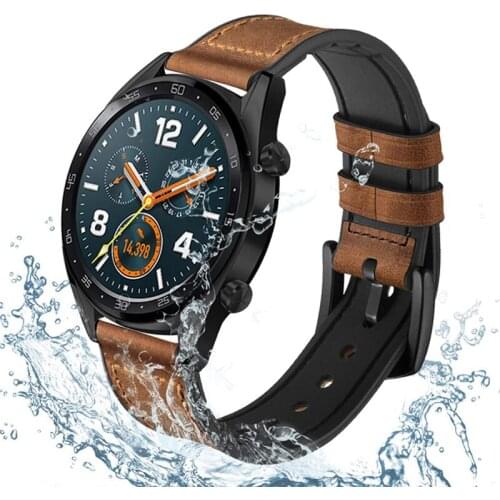 22mm watch band for samsung galaxy watch 46mm Gear S3 Frontier/Classic Huawei Watch GT 2/2E strap watch 3 45mm leather bracelet
