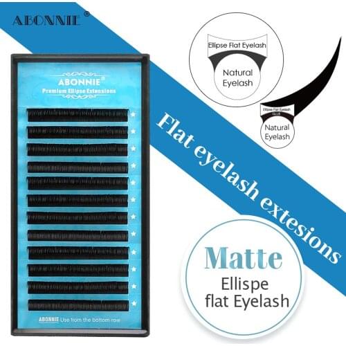 Abonnie Professional Matte Ellipse Flat Lashes Extension Flat Volume Extension Mink Split Tips Makeup Eyelash Free Shipping