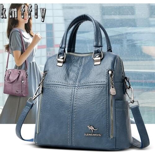 2020 New High Quality Leather Backpack Women Shoulder Bags Multifunction Travel Backpack School Bags for Girls Bagpack mochila