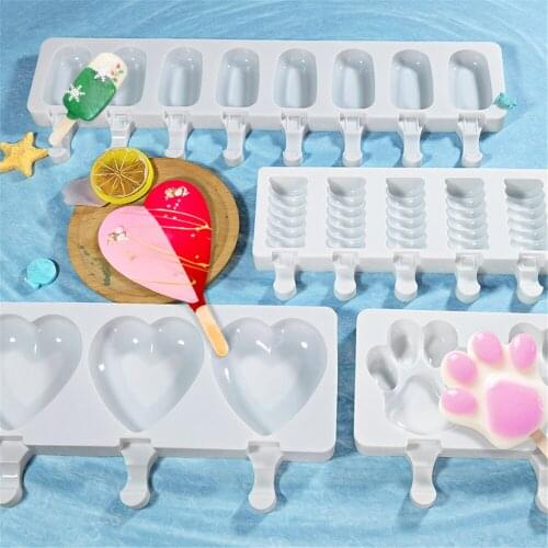 4 hole Heart Shaped Silicone Popsicle Molds Ice Cream Maker Mold Kitchen Gadgets Accessories