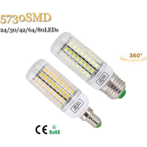 E27 E14 LED Lamp 5730 SMD Corn Lamp Bulbs 220V 24 30 42 64 80LEDs 7W 12W 15W 20W 25W Lampada Ampoule Chandelier Lighting