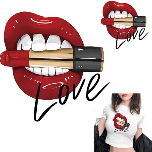 Sexy lip badge iron on patches for clothes Iron on transfer for clothing T shirt vinyl transfer stickers press printed applique