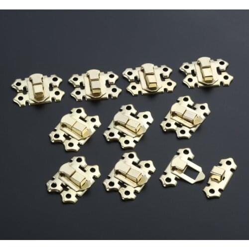 10Pc Vintage Furniture Clasp Buckle Lock Gold Box Hasp Lock Catch Latches Jewelry Box Suitcase Furniture Hardwavre with Screws