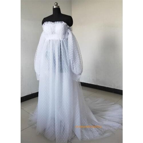 White Dot Wedding Pajamas Long Sleeves Womens Bath Gown Princess Sweetheart Custom Made Bathrobe Bridal Robe Wedding Nightgown