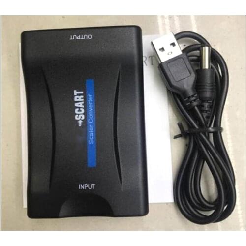 1080P HDMI-compatible to SCART Video Audio Upscale Converter AV Signal Adapter HD Receiver TV DVD Wit Power cable