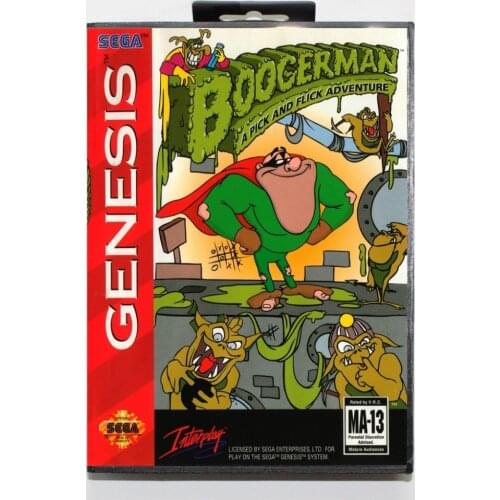 16 bit Sega MD game Cartridge with Retail box - Boogerman A Pick and Flick Adventure game card for Megadrive Genesis system
