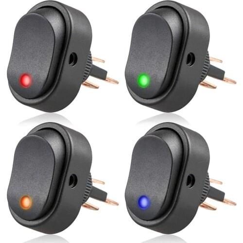 4PCS 12V 30A SPST LED Lighted Rocker Toggle Switch, 3pin Dot Light On/Off LED Toggle Switch for Car Truck RV Auto Boat Marine