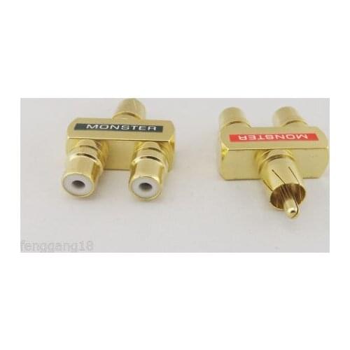 5pairs RCA Audio Y Splitter Plug 1 Male To 2 Female Gold Plated Adapter Connector