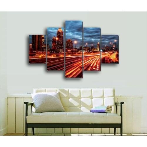 5 Piece Night City Modern Home Wall Decor Canvas Picture Art HD Print Painting Set of Canvas Arts