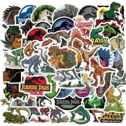 50pcs/pack Jurassic Park Movie Stickers For Motorcycle Notebook Computer Car DIY Childrens Toys Decal Guitar Refrigerator