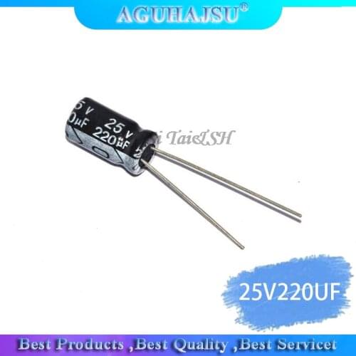 50PCS Higt quality 25V220UF 6*12mm 220UF 25V 6*12 Electrolytic capacitor