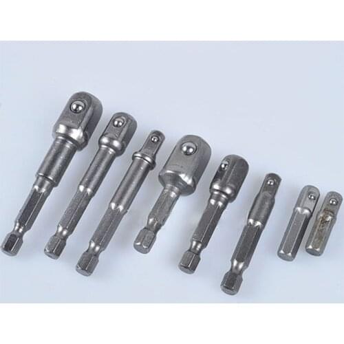 8Pcs Socket Adapter Drill BIts Kits Hex Shank 1/4 3/8 1/2 Impact Driver Tool For Fast Driving Of Nuts, Bolts And Fixings