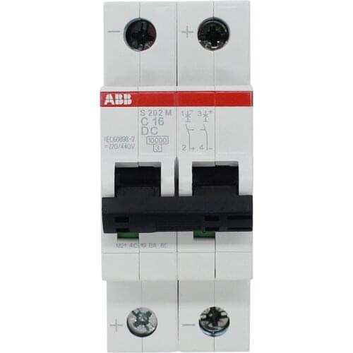 ABB Miniature Circuit Breaker S200-MDC series C type2P S202M-C1DC S202M-C6DC S202M-C16DC S202M-C20DC S202M-C32DC S202M-C63DC