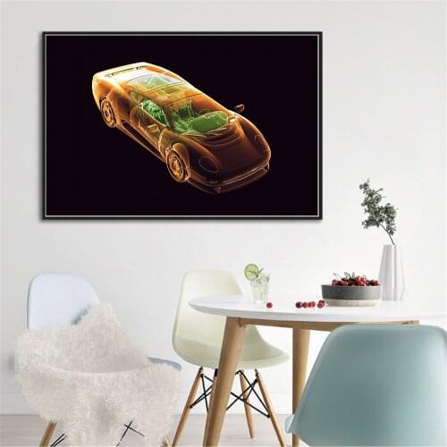 Abstract Painting 3D Tanks Piano Violin X Ray Car Motorcycle Posters Wall Pictures for Living Room Home Decor Canvas Wall Art