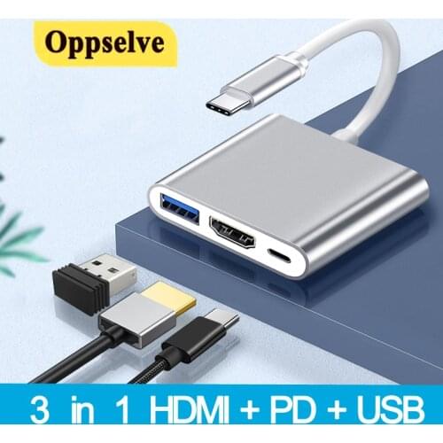 3 in 1 Type C to HDMI-compatible 4k Adapter USB 3.0 Audio Video Converter USB PD Type C Charging Hub For Laptop Notebook Macbook