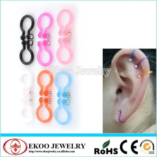 Acrylic Clip on Earring with Clear Gem Non Piercing Body Jewelry Lot of 30pcs Free Shipping