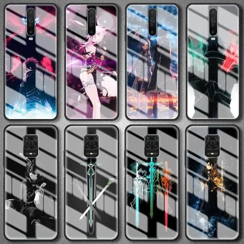 Sword Art Online Anime Tempered Glass Case For Xiaomi Redmi Note 9S 9 8 Pro 8T 7 9A 8A 9C 9i K30 K20 PRO Luxury Back Cover