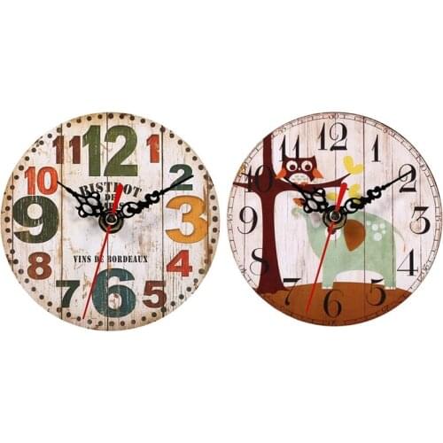 Wooden Clock Living Room Home Wall Clock Retro Style Round Wooden Home Decoration Bedroom Wall Clock Diameter 12CM