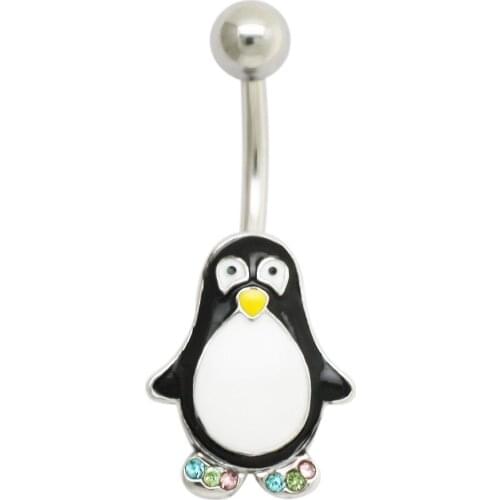 JHJT 14G Navel Belly Button Rings 316L Stainless Steel Animal Penguin Body Jewelry Sexy Belly Piercing Nombril Rings