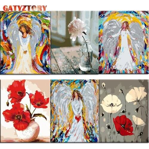 Paint By Numbers For Adults Angel Flowers Acrylic Photo Frame For Picture Wall Art Canvas Room Decor GATYZTORY Diy Kit