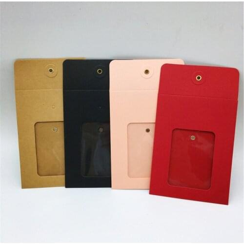 50Pcs 14x10.5cm Kraft Paper Square Envelope Sealing Bags With PVC Window Cardboard Paper Bags For Invitation/CD/Letter