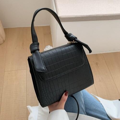 Small Bag Shoulder Bag Fashion Joker Small Square Bag Tide 2020 New Korean Version of Foreign Style Crocodile Female PU