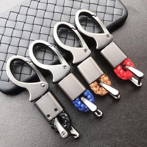 Metal Key Chain Car Key Holders PU Rope Horseshoe Buckle Hook Automotive Supplies
