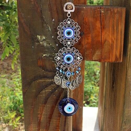Metal Resin Wind Chimes Car Blue Eyes Pendant Hanging Car Styling Accessories Auto Wall Decorations Blessing Gift
