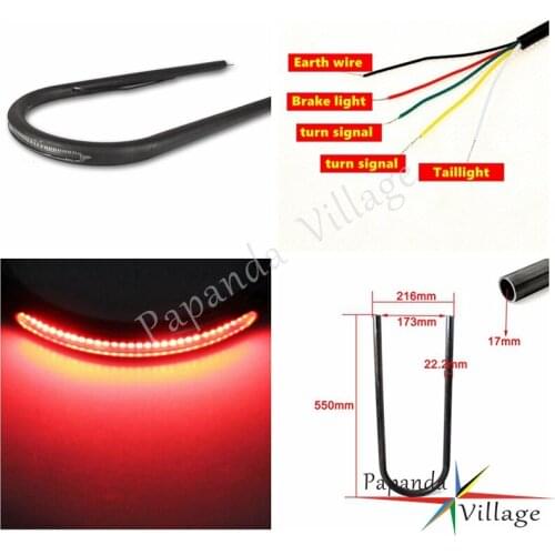 Motorbike 7/8" 1" Cafe Racer Tracker End Seat Hoop Frame Loop w/ LED Tail Brake Light for Yamaha SR Honda CB450 CB360 Suzuki 500