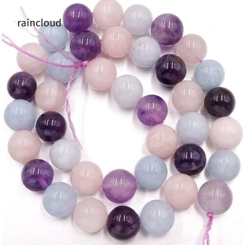 Natural stone mixed colorful dream quartz round beads aquamarine amethyst perle for needlework DIY Semi Precious jewellry bead