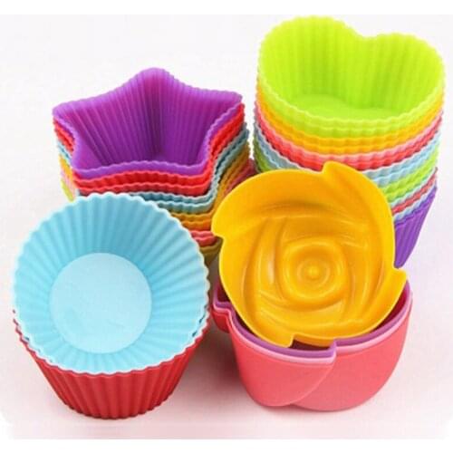 New 24 Pcs Silicone Cake Cupcake Mould Bakeware Set Baking Silicone Mold Round Rose Non-Stick Muffin Cupcake DIY Decorating