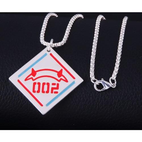 Anime DARLING in the FRANXX Pendant Necklace ZERO TWO Code 002 Red Devil Horn Cosplay Necklace for Women Men Jewelry Gift