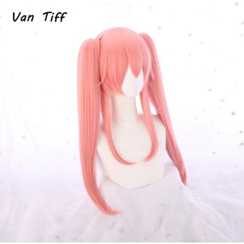 Synthetic Hair Wig For Women FGO Fate Grand Order EXTRA Tamamo No Mae Cosplay Wigs Long Pink Ponytails Curly Wig Heat Resistant