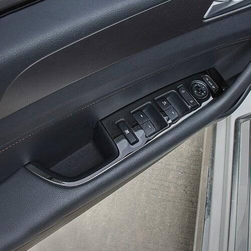 Stainless steel Window Armrest Lifter Control Switch Cover Trim interior styling For Hyundai Sonata i45 LF 2015 2016 2017