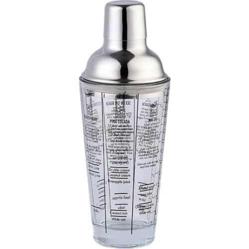 400Ml Bottle Mix Main Glass Transparent Scale Cocktail Shaker 304 Stainless Steel Rod and Glass Vibrator Bar Tool