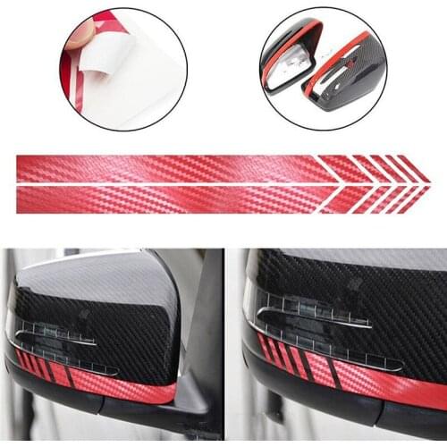 SLIVERYSEA 2Pcs Rear View Mirror Stripe Sticker Decals Warn Safety Carbon Fiber Pull Flower Stickers Car Styling