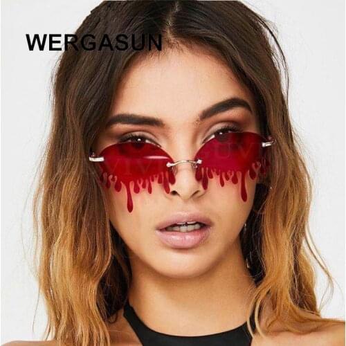 WERGASUN Vintage Sunglasses Women Luxury Brand Designer Sun Glasses Retro Small Red ladies Sunglass Black Eyewear oculos