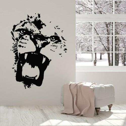 Tiger Wall Sticker Lion Abstract Wild Animal Predator Head Window Decals Cute Home Art Mural Bedroom Wallpaper M274
