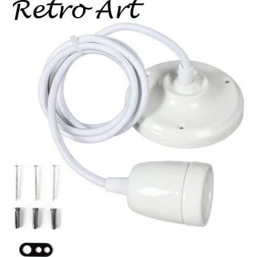 Vintage colorful Ceramic lamp cord set Ceiling Lamp Cords with E27 Porcelain lamp socket