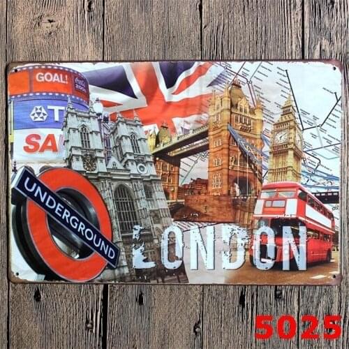 Vintage Tin Signs LONDON Plaque Art Wall Decor Iron Paintings Bar Shop Garage Decor 20*30 CM (Visit Our Store, More Products!!!)