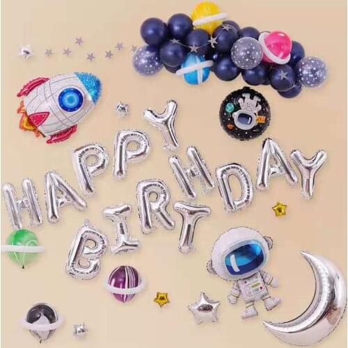 Outer space party astronaut balloon rocket foil balloon galaxy theme party boy child birthday party decoration