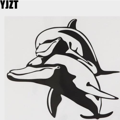 YJZT 15.5CM×13.9CM Marine Animal Dolphin Decal Vinyl Car Sticker Black/Silver 18A-0205