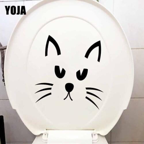 YOJA 23.1X23.1CM Cat Face Whiskers Toilet Seat Decal Room Home Wall Sticker Decor T5-0216