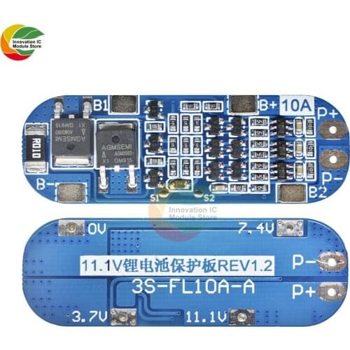 BMS 3S 10A 11.1V 12V 12.6V Lithium Battery Charger Protection Circuit Board Module PCB For 18650 Li-ion Lipo Battery Cells