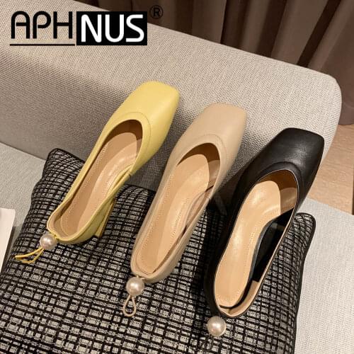 APHNUS Womens Office Work Low Mid Heels Pumps Woman 2020 Shoes For Women New