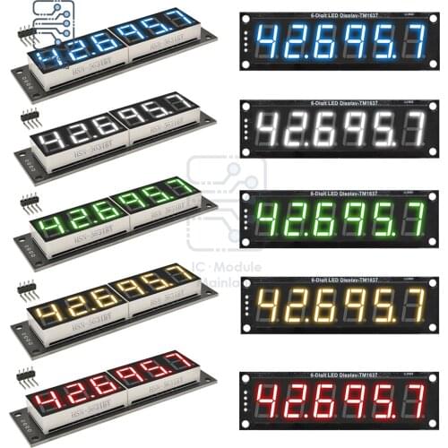 0.56 inch 0.56" TM1637 6-Digit 7 Segments 5V Digital Tube Clock Module Double Dots LED Display Screen Board for Arduino