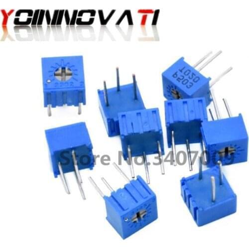 10pcs 3362P series resistance 101 201 501 102 202 502 103 Trimpo Trimmer Potentiometer 3362 500R 1K 2K 5K 10K 20K 50K 100K