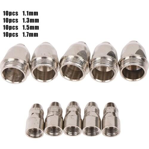 10Pcs 1.1mm-1.7mm Copper Plasma Cutting Torch Nozzle Electrode Consumed By P-80 Plasma Cutting Torch Welding Tools